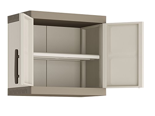 Keter Excellence Armario para Pared, Polipropileno, Arena/Gris, 56.5 x 65 x 39 cm