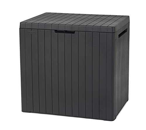 Keter City Box - Arcón de ordenación exterior, efecto madera, 113 L, multicolor, 44 x 58 x 55 cm