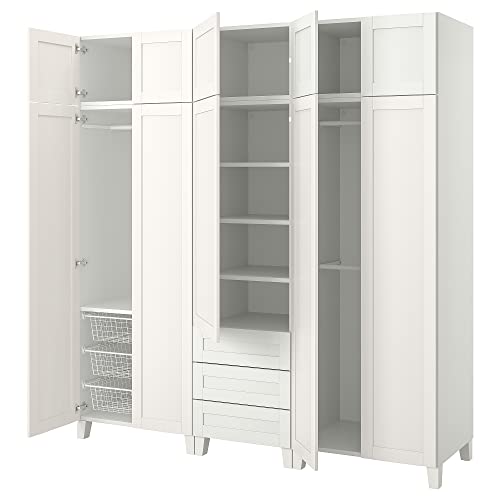 Ikea PLATSA Armario con 10 puertas + 3 cajones, 220 x 57 x 231 cm, blanco/blanco sannidal