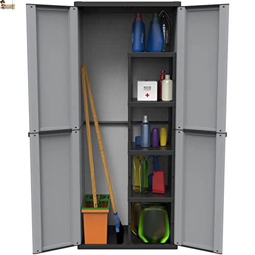BricoLoco.com Armario escobero Exterior o Interior. Mueble en Resina para jardín, terraza,...
